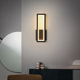 Applique Murale Moderne Interieur avec Blanc Chaud, Lampe Murale Aluminium Noir avec Acrylique Abat-jour