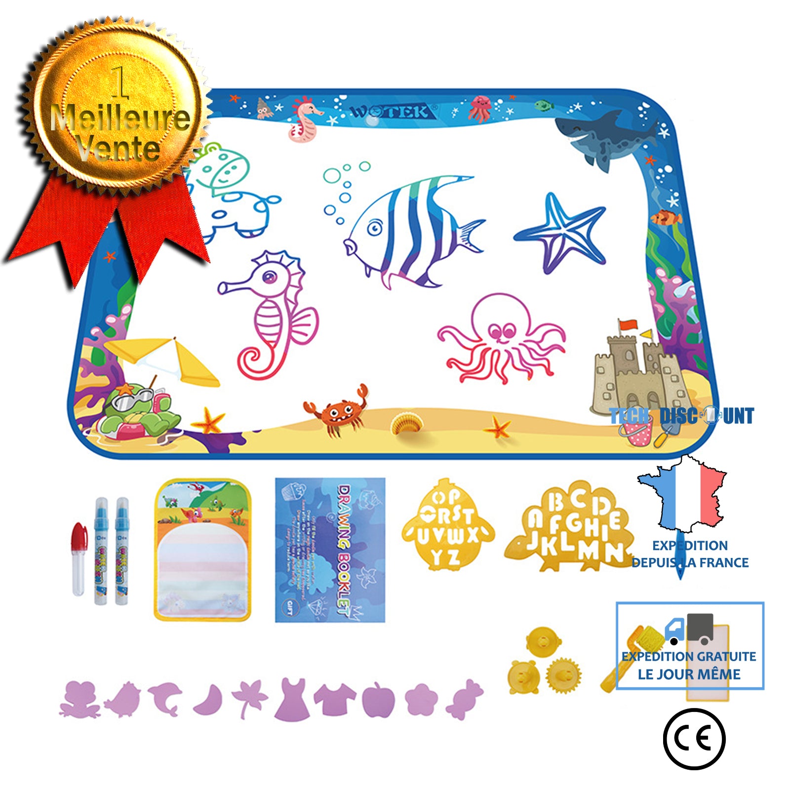 TD® Toile d'eau pour jouer au graffiti éducation précoce des enfants couverture jouet planche à dessin écriture toile d'eau 150X110C