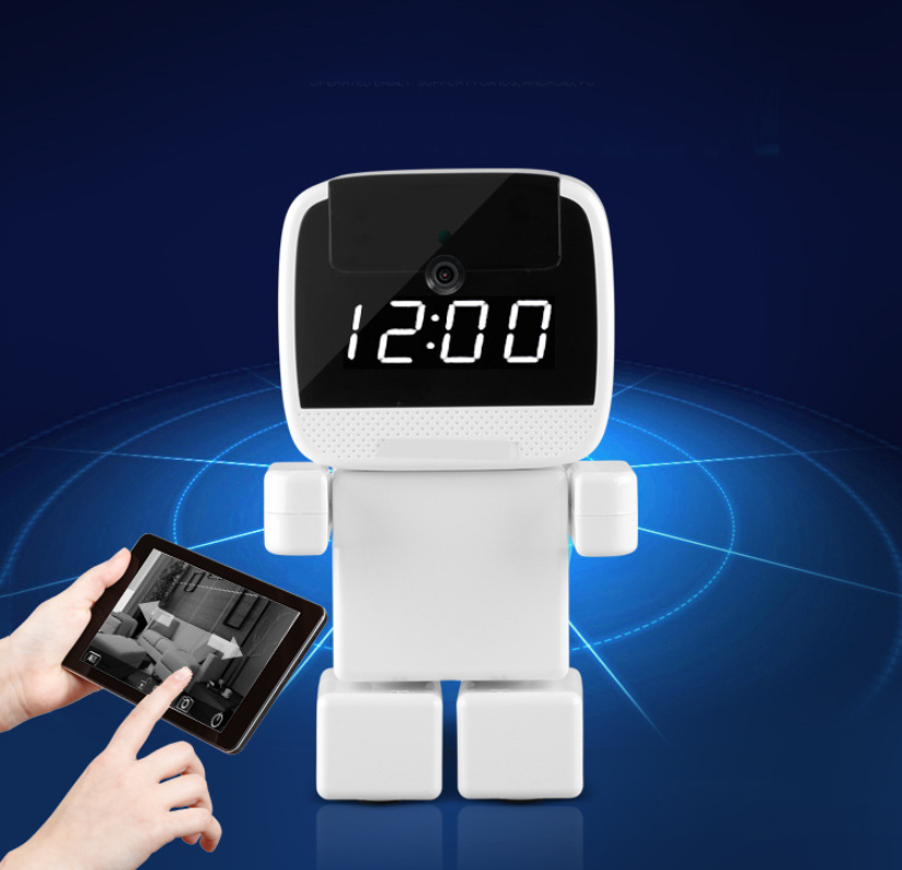 INN® Personnes carrées horloge caméra de surveillance sans fil haute définition secouant la tête réseau domestique moniteur intellig