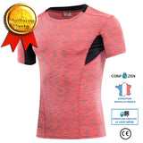 T-shirt moulant à manches courtes pour homme sport fitness course à pied entraînement manches courtes séchage rapide chemise