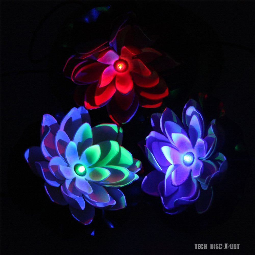 TD® Lampe solaire fleur lotus étanche flottante applique extérieur jardin Multi-couleur vœux fantaisie lumière fête cadeau décoratio