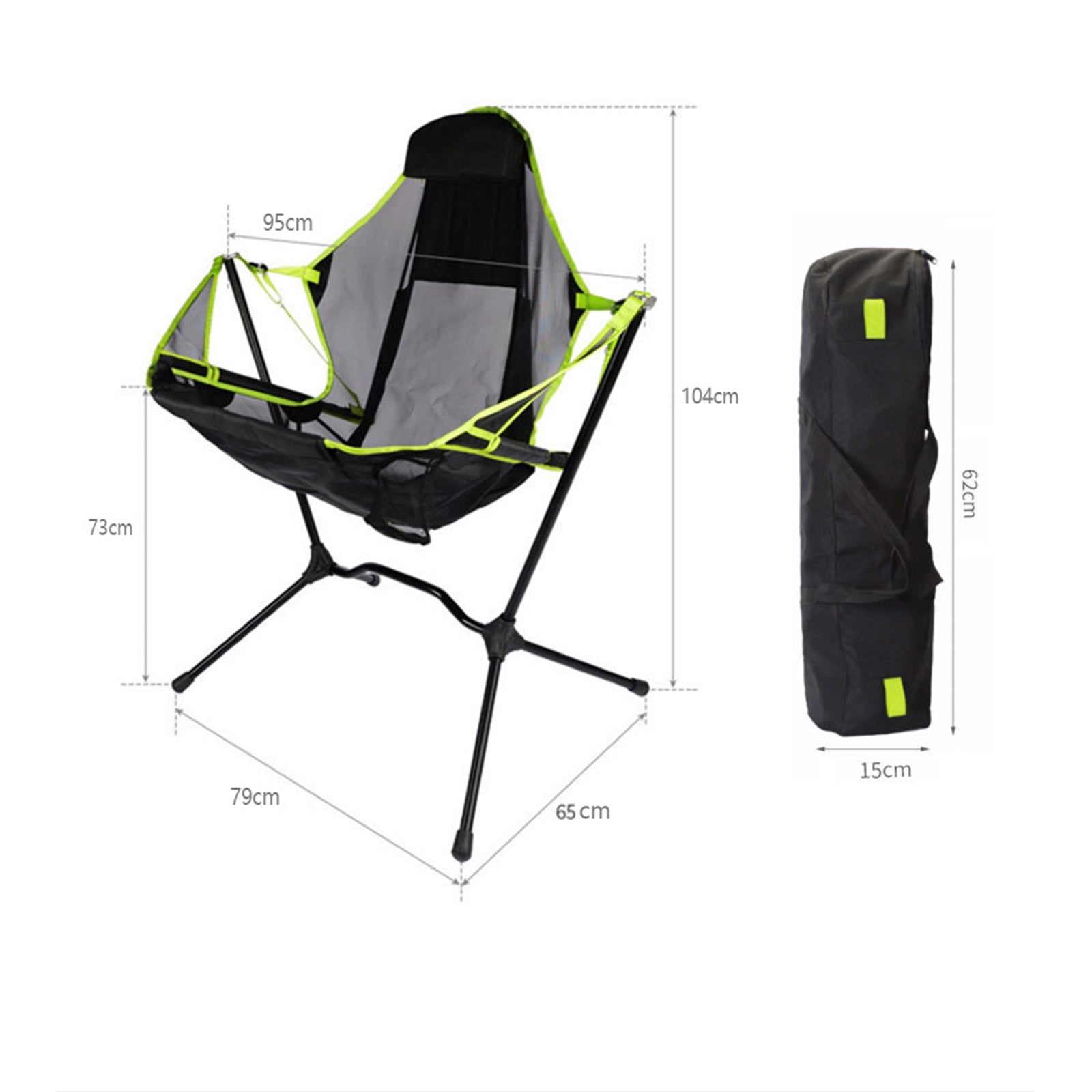 TD® Chaise à bascule d'extérieur en alliage d'aluminium chaise de pêche de camping ultra-légère barbecue chaise arrière pliante port