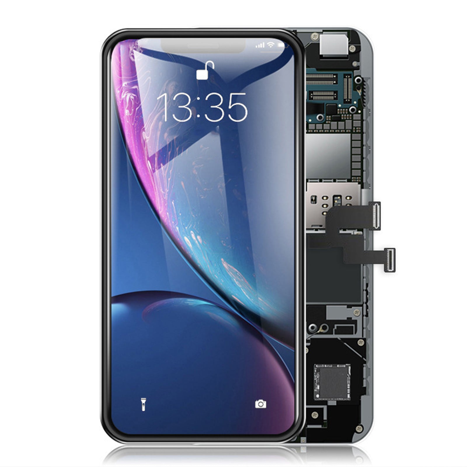 TD® Ensemble d'écran de téléphone portable adapté à l'écran tactile clair couleur sensible haute définition Apple iphone 12