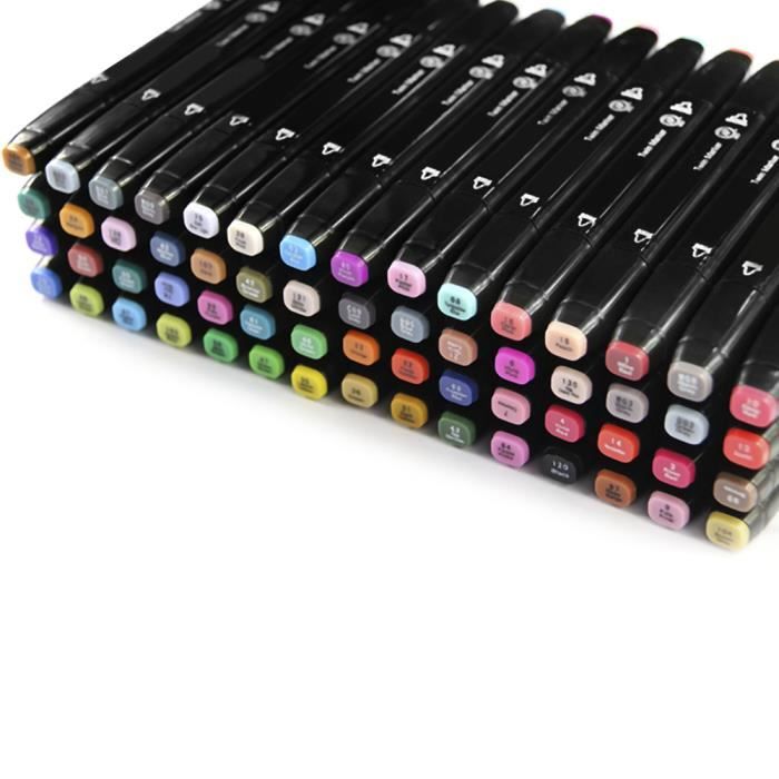 TD® Lot de 80 marqueurs à alcool double pointe Animation Art Esquisses dessins artistique travaux arts plastiques posca marqueurs