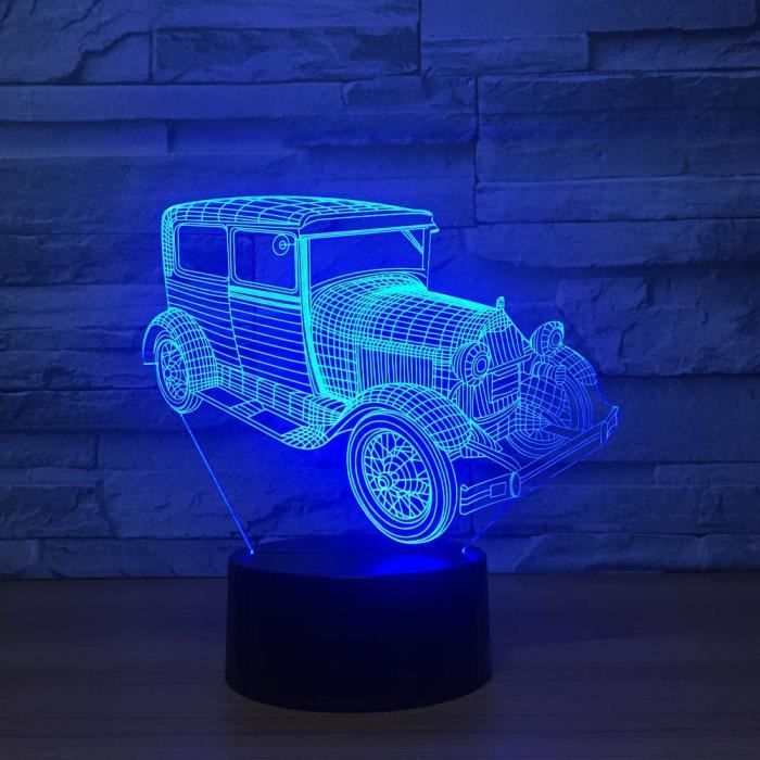 TD® Lampe optique poser décoratif tactile 7 couleurs illusion optique - ancienne voiture - faible consommation câble USB 3 piles AAA