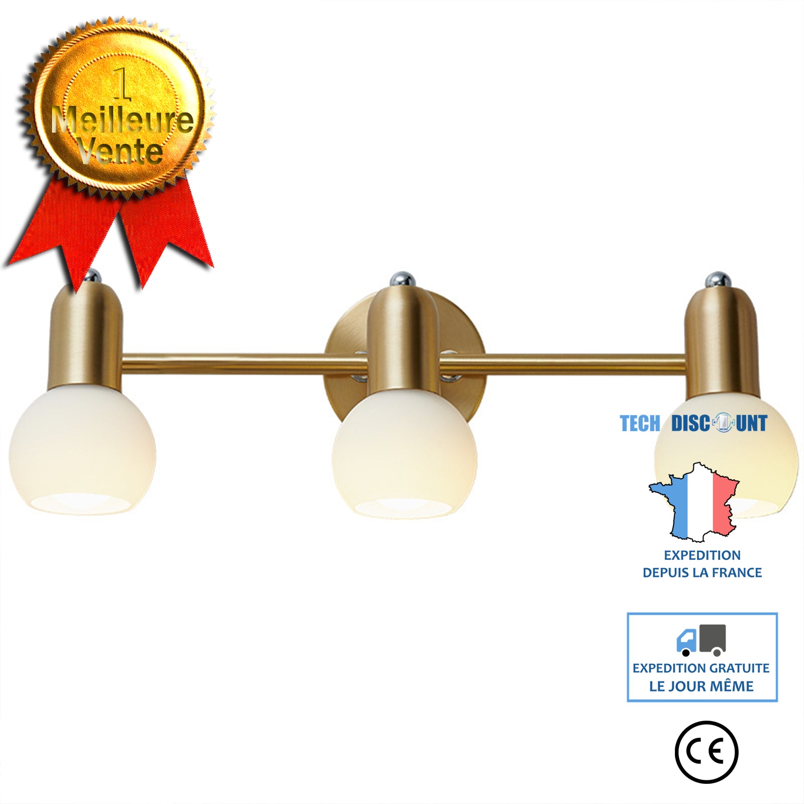 TD® Miroir avant lumière nordique led pleine cuivre salle de bain salle de bain miroir armoire applique maquillage coiffeuse