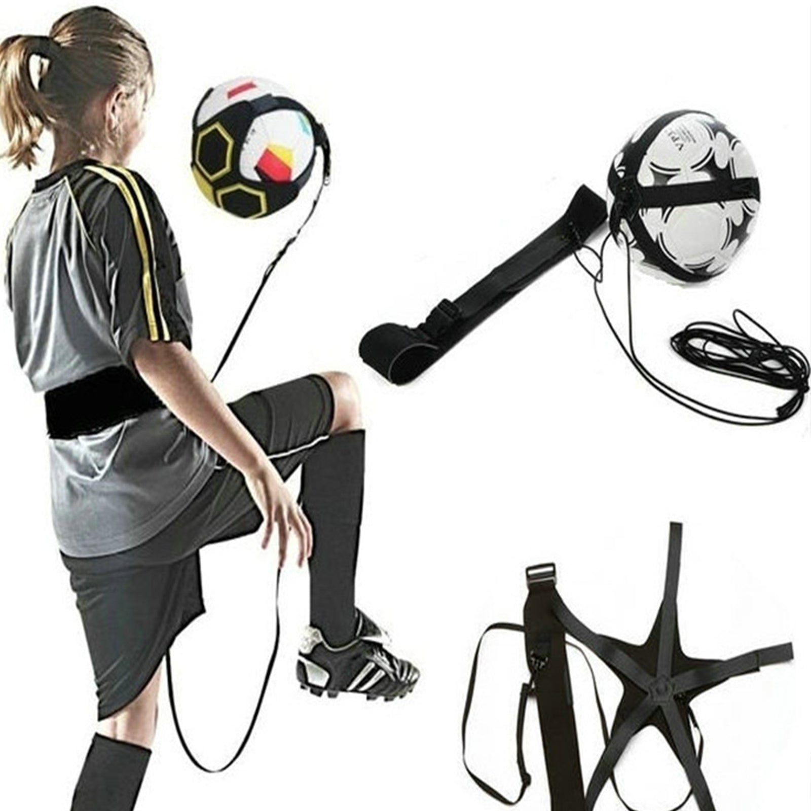 TD® Pare-chocs football slalom sangles équipement d'entraînement ceinture auxiliaire équipement de coup de pied noir