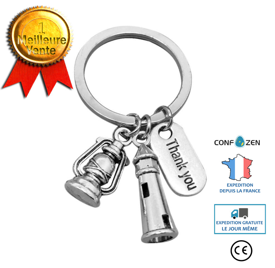 Cadeau porte-clés fête des pères Phare du port Lampe à pétrole Merci Porte-clés