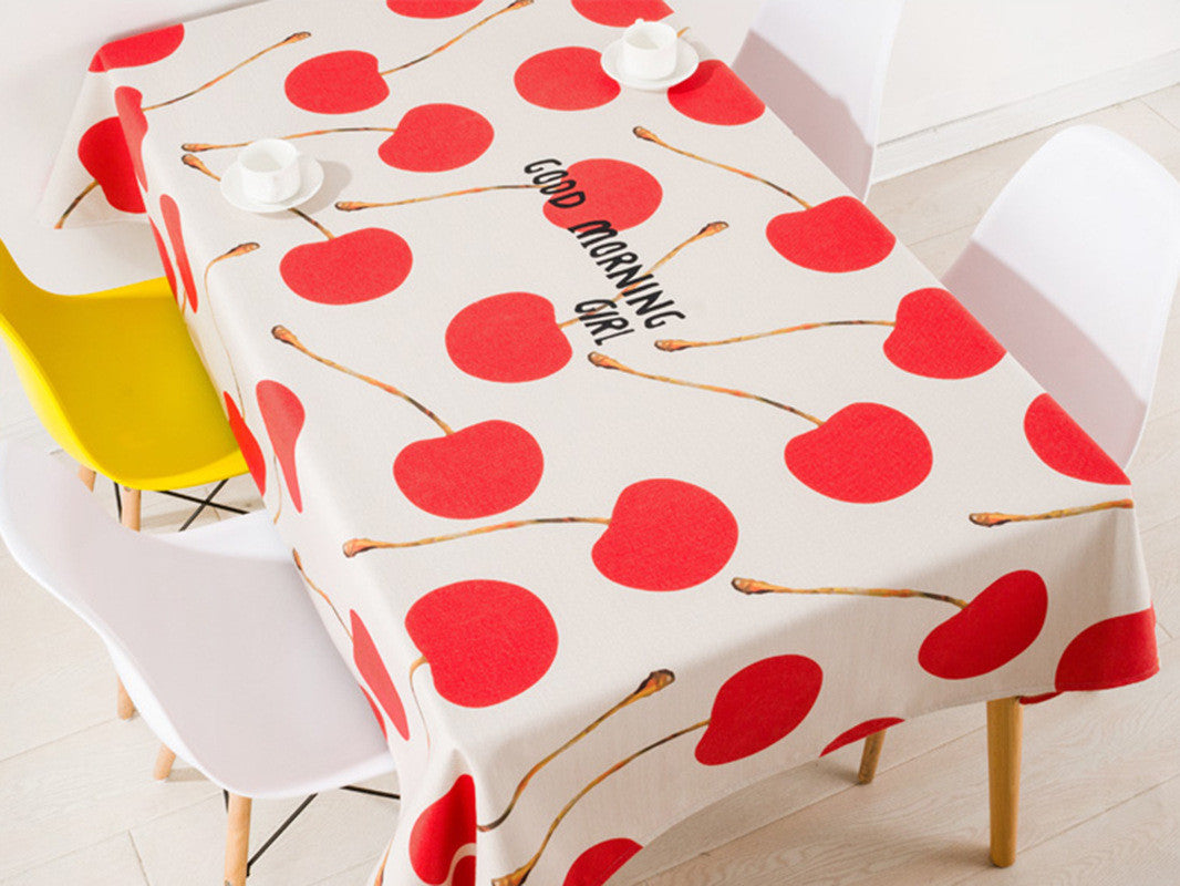 TD® nappe de table rectangulaire cerise anti tache tissu design decoration cuisine salle a manger pas cher moderne dessus protection