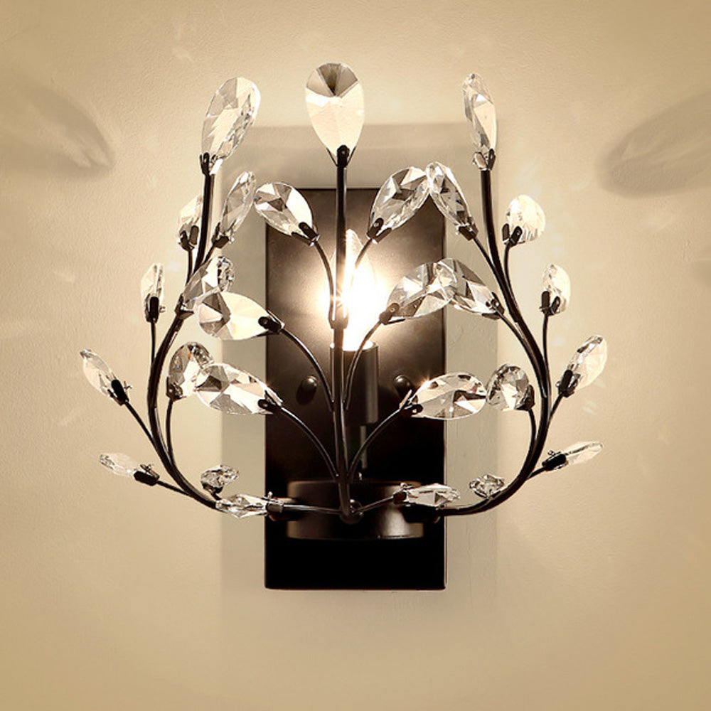Applique en cristal Style country américain Fer forgé rétro le salon chambre chevet Applique murale