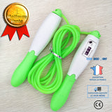 TD®  vert Corde à Sauter Numérique avec Compteur pour Enfant Adultes Gym Brûler des Calories Speed Rope Fitness- 2.5m
