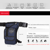 Sac de jambe 15x8x29cm sacoche de jambe avec poche principale 2 poches secondaires et poches avant multifonctionnel sac de taille