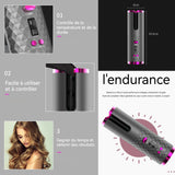 Fer à friser 5000mah largeur du conducteur thermique 16-20 mm fonctionnement du bouton d'affichage à led du fer à friser automatique