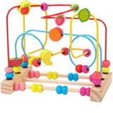 Jouet en perles de fruits de dessin animé en bois pour enfants pour développer des blocs de construction de coordination œil-main