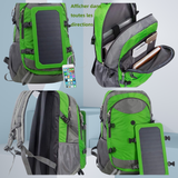 Sac à dos 52x35x22cm sac à bandoulière sac à bagages léger à double épaule de grande capacitére charge solaire escalade en plein air