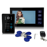 Sonnette visuelle filaire 7 pouces Mot de passe Swipe Card Colour Télécommande de déverrouillage adaptée à la maison Noir