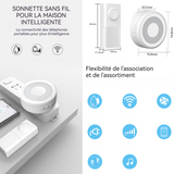 Sonnette sans fil IPX55 étanche 150m distance de travail 4 niveaux de volume réglables sonnette électronique avec 58 sonneries