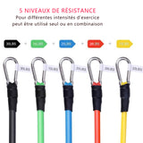 Bande de résistance 12pcs kit bandes élastiques musculation exercices yoga gym femmes et hommes renforcement endurance souplesse