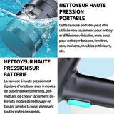 Nettoyeur haute pression 12000mAh nettoyeur haute pression à batterie sans fil portable avec 6 en 1 buse 10m tuyau et accessoires