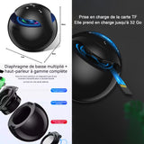 Enceinte bluetooth mini rond rechargeable portable avec lampe respiratoire LED haut-parleur bluetooth stéréo bass puissantes