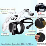 Masque de Plongée 205x105x185mm Grand champ de vision 180 degrés Anti-buéeMatériau de sécurité Confortable Masque de snorkeling