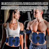 Electrostimulateur musculaire PU+ABS 6 modes 15 intensités rechargeable par USB ceinture de musculation abdominale abdominal EMS