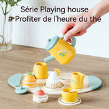 Service à thé pour enfants en bois tea party jeux de rôle service à thé jouets cuisine enfant vaisselle jouet jeu d'imitation