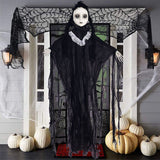 Fantôme noir d'Halloween  93*124CM   Accessoires effrayants  Design de suspension  Convient à la décoration d'une maison hantée