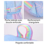 Sac à dos dégradé de couleurs 44cm Tissu en nylon Motif dessin animé Imperméable Poches multifonctions Confort de transport Cartable