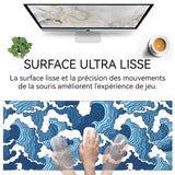 Tapis de souris 80x30x0.3cm grand tapis de souris de jeu avec surface en caoutchouc antidérapant imperméable pour maison art bleu