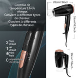 Sèche-cheveux 26cm 2600 W Trois vitesses de réglage de la température Ions négatifs hydratants Soin capillaire à la lumière bleue