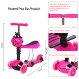 Trottinette enfant 3 roues 3 en 1 trottinette roues lumineuses évolutive scooter trottinette pliable trottinette pour enfants