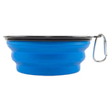 gamelle pliable 350ml pour animaux de compagnie bol en silicone animaux de compagnie avec porte-clés facile à transporter bleu