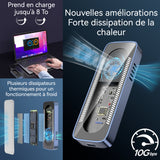 Boîtier SSD M2 NVMe usb3.2 10gbps avec ventilateur compatible boîtier de disque portable grande vitesse pour 2230/2242/2260/2280