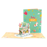 arte de voeux 20x15cm carte de vœux tridimensionnelle anniversaire landau animal de dessin animé de bénédiction carte postale