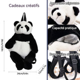 Sac à dos 35x22cm joli petit cartable panda poupée panda simulée sac à dos pour enfants cadeaux créatifs couleur noir et blanc