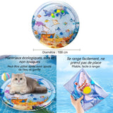 Tapis d'eau pour Chat 100x100cm Épais résistant Matériau écologique Rangement portable Utilisable toutes Injection d'eau glacée