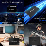 Disque Dur Interne 128GB SSD SATA III 400M/s divertissement et bureau Compatible avec Ordinateurs Portables et Ordinateurs de Bureau