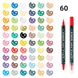 Marqueur acrylique 60 couleurs double pointe stylo acrylique pour papier verre porcelaine et textile pinceaux colorés