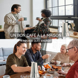 cafetière italienne 600ml acier inoxydable cafetière italienne 10-12 tasses Pour induction à gaz et tous les types de cuisinières