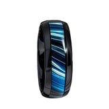 Bague homme femme en acier titane et pierre œil de tigre bande anneaux cadeau pour hommes bijoux pour homme noble et élégant