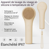 Brosse nettoyante visage 800mAh nettoyage ultrasonique 5 vitesses réglables poils en silicone souple sangle suspension silicone