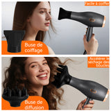 Sèche-cheveux 26cm 5000 W Protection thermique régulée Réglage multi-vitesses Vitesse de ventilation élevée Sèche-cheveux ionique