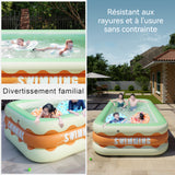 Piscine 210x145 cm Matériau PVC Épais résistant à la chaleur et aux rayures Convient aux enfants de plus de 6 mois Piscine familiale