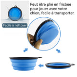 gamelle pliable 350ml pour animaux de compagnie bol en silicone animaux de compagnie avec porte-clés facile à transporter bleu