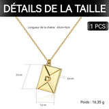 Collier Enveloppe Ouvrable Doré en acier inoxydable pour couples et amis élégant unique collier pour couple cadeaux de vacances