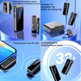 Microphone sans fil 20KHZ chargement 600 mAh 9 heures d'autonomie de la batterie faible bruit affichage LED petit et portable