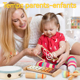 Instruments de musique 7 PCS instrument de musique enfant batterie xylophone montessori jouet en bois jouet enfant cadeau 3-6 ans