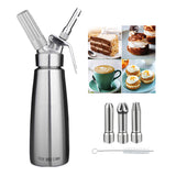 Siphon chantilly 500ml design ergonomique professionnel syphon à crème chantilly en aluminium avec 3 douilles en acier inoxydable