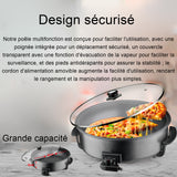 Poêle électrique 1500 watts avec Couvercle grande poêle multifonction poêle à pizza électrique thermostat réglable 40x40x9cm Noir